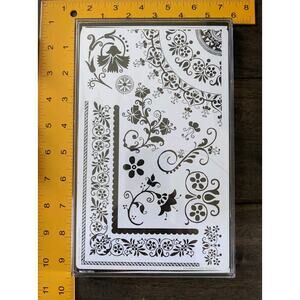 Set Cling Rubber Stamps Mandala Border Flower Petal Boxed Diy Card Making